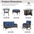 thumbnail image 2 of OPOHORO 7 - Pieces Patio Furniture Set with 43" Rectangular Fire Pit Table, Outdoor Conversation Sets with Glider Chairs, Glass Side Table and Ottomans, for Garden Lawn Balcony, Blue Cushion, 2 of 21
