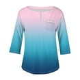 thumbnail image 4 of Women's Summer Clothes Spring Elegant Shirts Dressy Casual Tops for Lady V Neck Blouse Gradient Color Fashion 2024 Long Sleeve Loose Fit Flowy Tunic Tops Vintage Blue T Shirts XXL, 4 of 5
