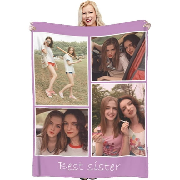 Custom Blanket with Photo Text Personalized Throw Blanket Customized Picture Blanket for Kid Adult Friends Mother Father Personalized Gift Flannel Blanket for Birthday Gifts