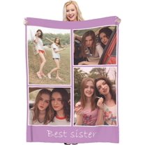 Custom Blanket with Photo Text Personalized Throw Blanket Customized Picture Blanket for Kid Adult Friends Mother Father Personalized Gift Flannel Blanket for Birthday Gifts
