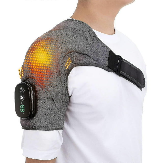 Electric Heating Vibration Massage Shoulder Brace Support Belt Therapy For Arthritis Joint Injury Pain Relief