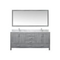 thumbnail image 3 of Jacques 72" W Distressed Grey Double Vanity, Carrara Marble Top, Faucet Set, & 28" Mirror, 3 of 9