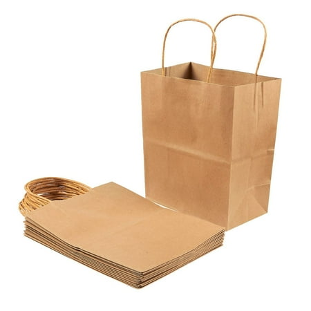 bags brown paper gift handles favor count kraft medium inches bridal shower eforcity