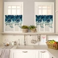 thumbnail image 4 of Peacock Feather Kitchen Curtains and Valances Set, Teal Blue Green Leaf Abstract Rod Pocket Window Valance 18 Inch Window Curtain Panels for Living Room Bedroom Laundry, 27.5x36in, 3 Pieces, 4 of 7