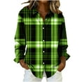 thumbnail image 2 of Dressy Plaid Shirts for Women Casual Long Sleeve Lapel Button Down Blouse Oversized Fall Winter Shirt Jackets, 2 of 3