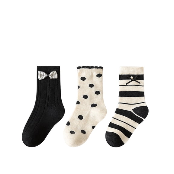 MXIEZI 3 Pack Kids Toddler Girls Cotton Crew Socks Athletic Socks for 1-12Y