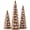 Brown, variant on Set of 3 - 8, 10, 12-Inch Hand Painted Ceramic Christmas Trees - Green Snow Flocked with Multi Color Lights