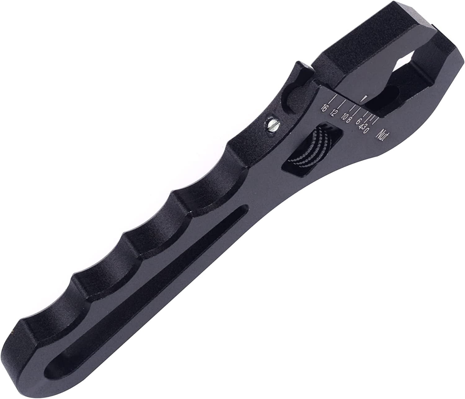 ABCISI 3AN-16AN Adjustable Wrench, Aluminum Lightweight Spanner Tools with ErgoFlow Curved Handle for An Hose Fitting Adapter End, Black