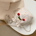 thumbnail image 2 of Cherry Canvas Bucket Bag, Women's Fashion Crossbody Bag With Drawstring Closure, 2 of 6