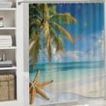 thumbnail image 6 of Orinice Palm Tree Starfish Beach Bathroom Decor Set with Hooks, Colorful Luxurious Polyester Fabric Shower Curtain, Waterproof and Easy to Install, 100% Polyester Fabric 69x72, 6 of 7