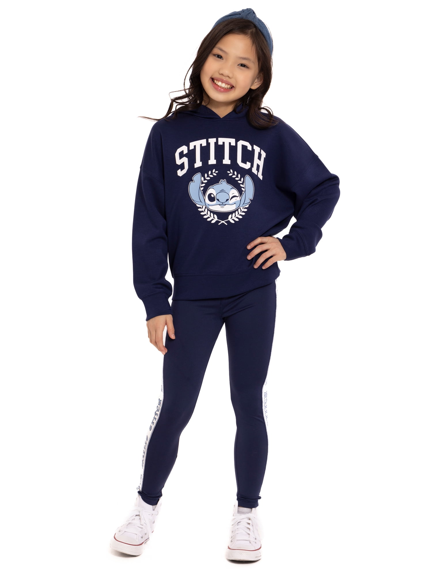 Stitch Girl's Long Sleeve Graphic Hoodie, Sizes 4-12
