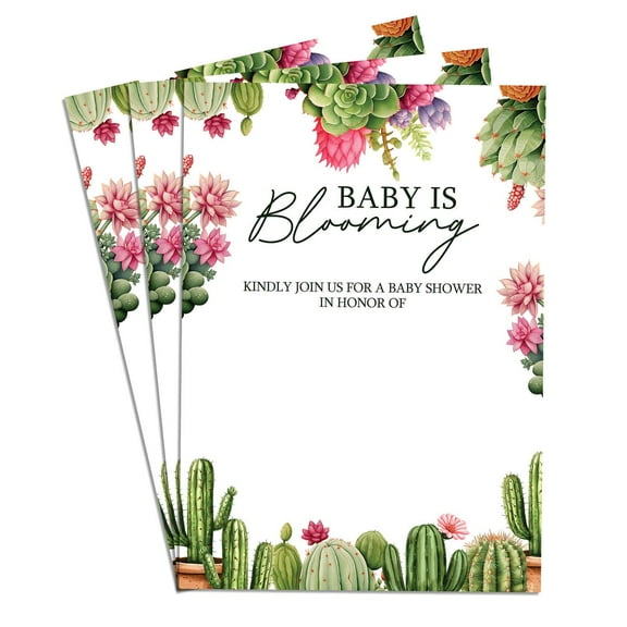 Floral Baby is Blooming Cute Baby Shower Invitation Card Set of 40 Adorable Design High-Quality Paper Perfect for Baby Boy or Girl Celebration 4x6 in
