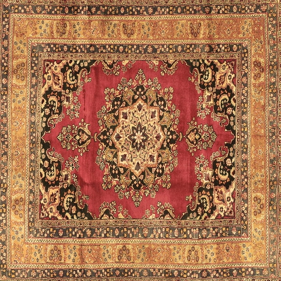 Ahgly Company Indoor Square Medallion Brown Traditional Area Rugs, 6' Square