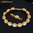 thumbnail image 2 of Glitter 18k Yellow Gold Plated Round Cubic Zirconia Bracelet for Bridal Wedding, 2 of 9