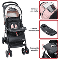 thumbnail image 3 of Carriola para Bebé Ligera y Plegable Asiento Reclinable Cinturón de 5 Puntos Charola Toldo Apta desde 6 Meses Hasta 18 kg - Rosa, 3 of 7