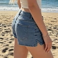 thumbnail image 5 of Wutalume Jeans for Women Denim Shorts with Chain Detail, Stretch Slim Fit Jean Shorts for Edgy Summer Casual Wear,Light Blue XL, 5 of 5