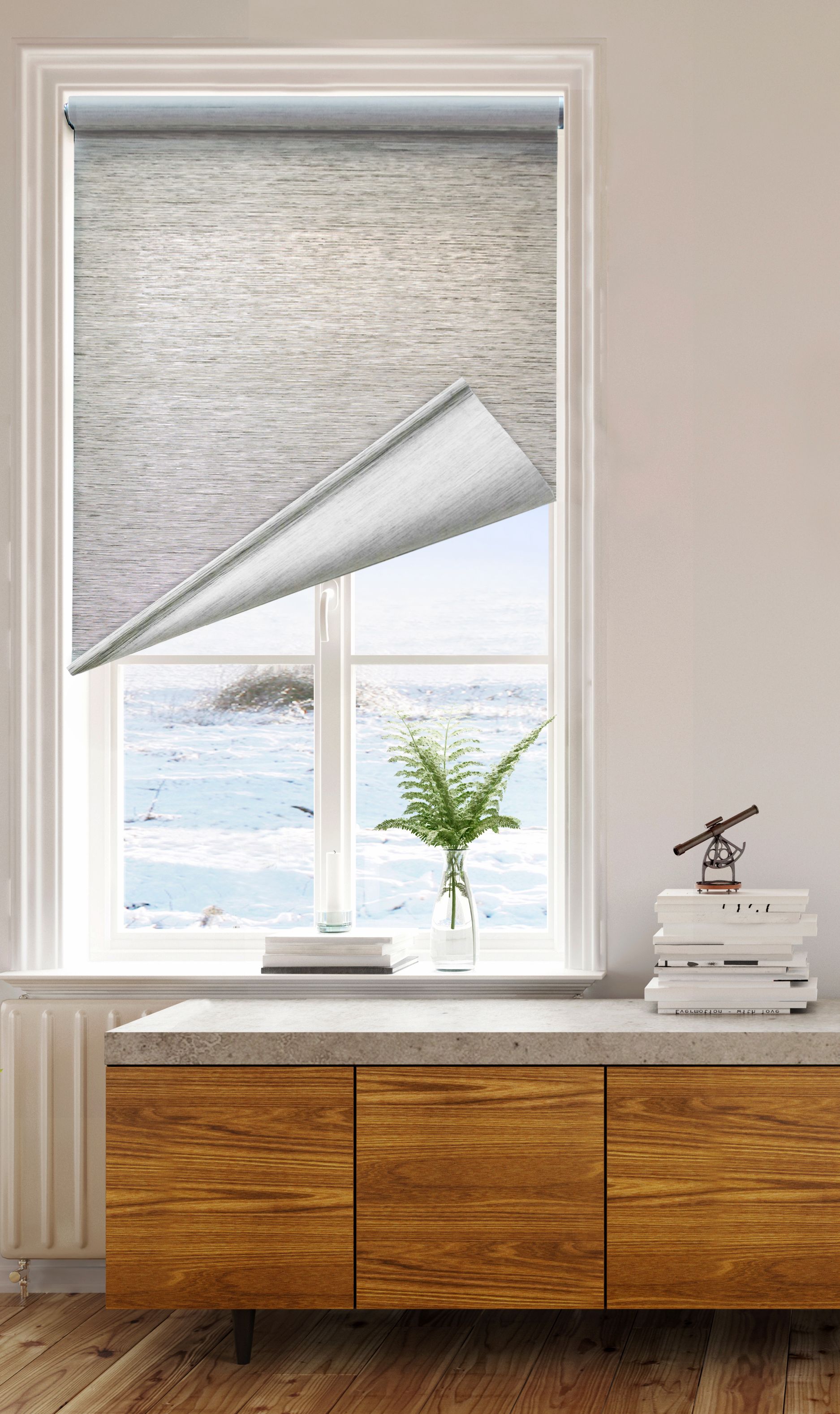 Home Collections Natural Fiber Privacy Roller Shade Heather Gray 52 5x72