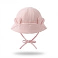 thumbnail image 2 of PureCasa Baby Summer Sun Hat for 0-3 Years Infant Boys Girls Comfortable Breathable Outdoor Hat Toddler Cotton Bucket Hats with Straps, 2 of 7
