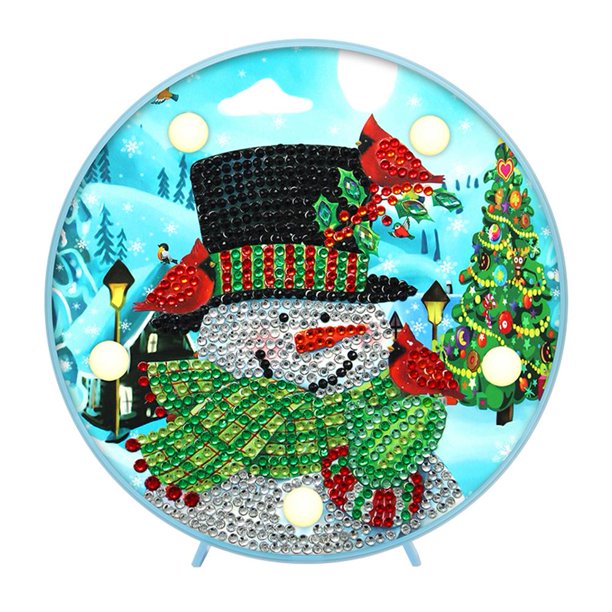 Cuadros Decorativos Kit de bordado de luz de muñeco de nieve de Navidad con pintura de diamante en forma especial de taladro DIY Likrtyny embutido en tela