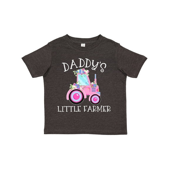 Inktastic Daddy's Little Farmer Pink Tractor and Flowers Boys or Girls Toddler T-Shirt