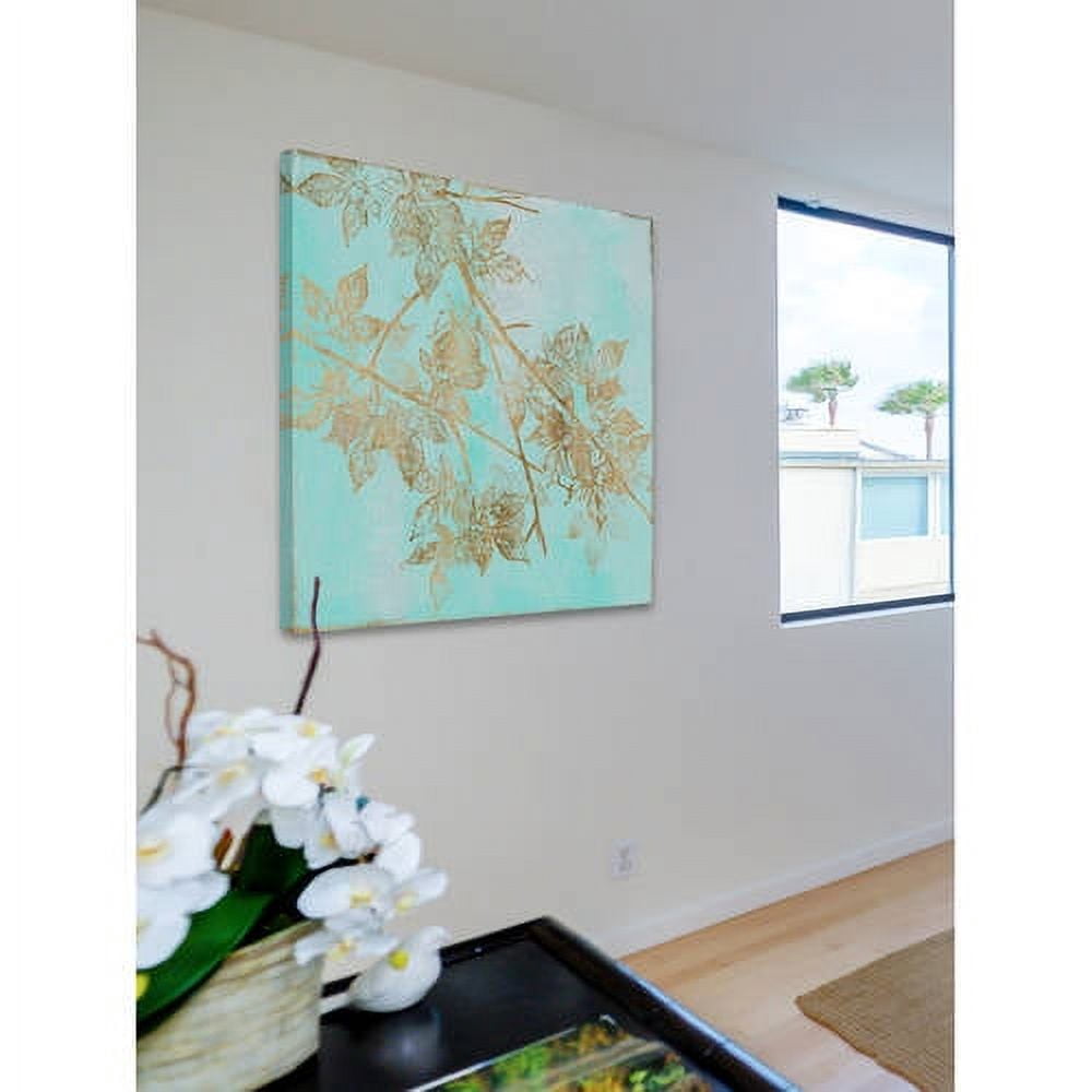 Marmont Hill "Aqua & Gold Maple I" Painting Print on Wrapped Canvas