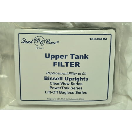 Bissell Bagless Upright Upper Tank Foam Filter, Dust Care Replacement Brand, designed to fit Bissell Upright Vacuum Cleaners, Clean View Series, Power Trak Series, Lift Off Bagless (Best Way To Clean Brake Dust Off Wheels)