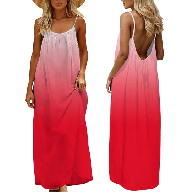 Una Línea Vestidos de Verano para las Mujeres 2025 sin Mangas Cami Espagueti Correa Vestidos para las Mujeres Vestido de Sol Largo Flujo