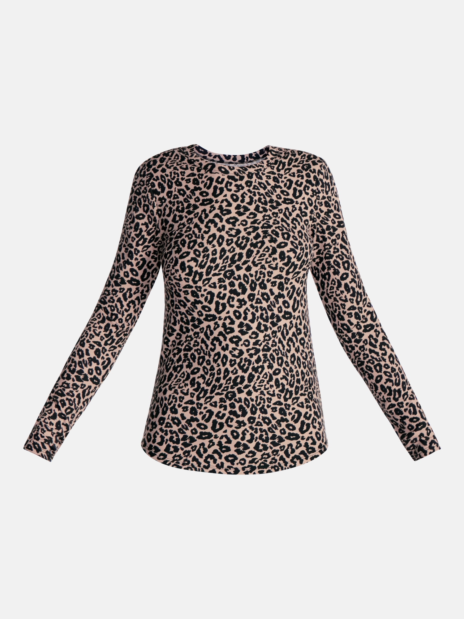 No Boundaries Ribbed Crewneck Tee with Long Sleeves, Women's and Women's Plus XXS-4X