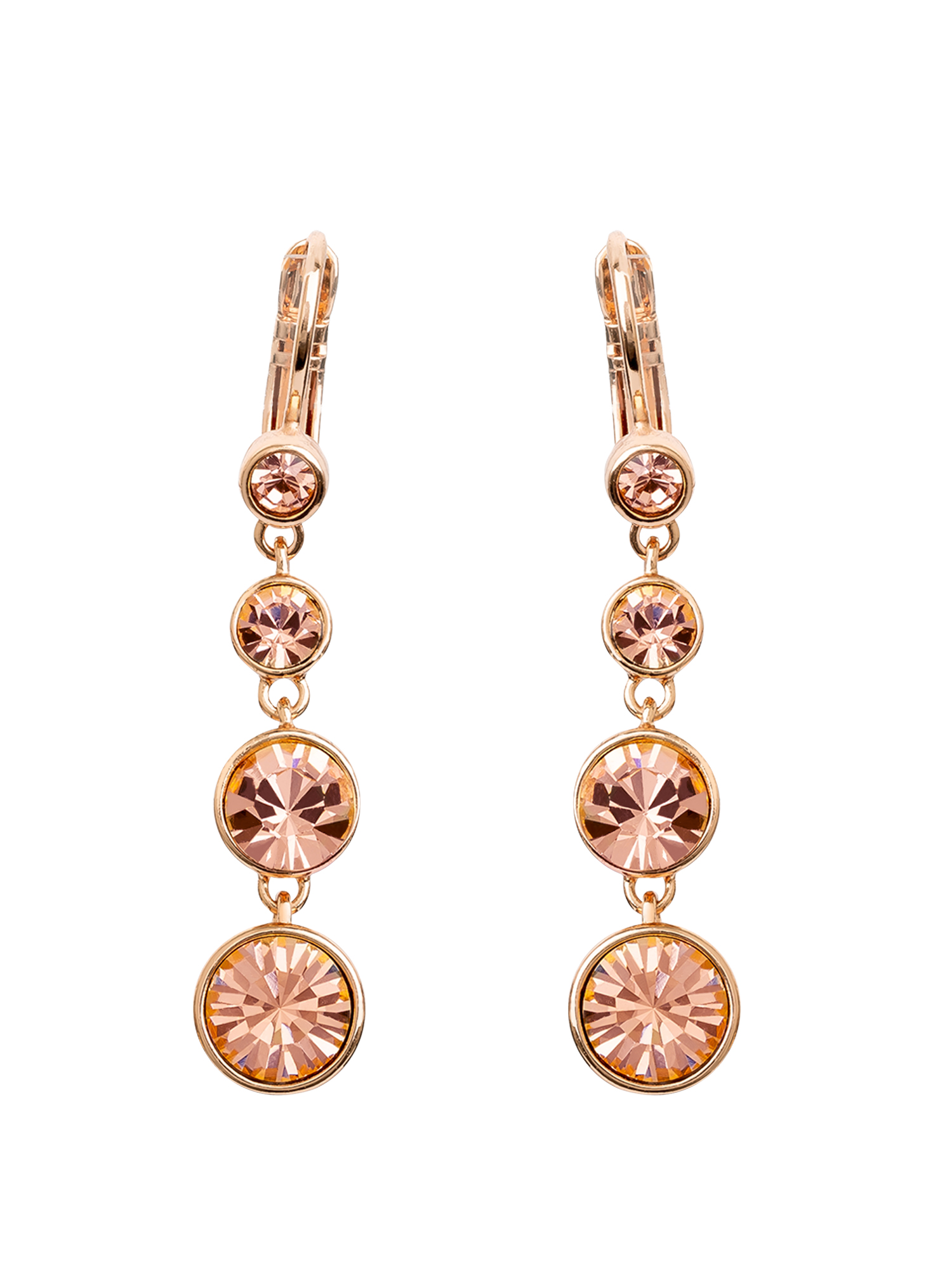 14kt Gold Flash Plated Peach Crystal Drop Earring