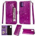 thumbnail image 1 of Allytech Galaxy A51 Case (5G Version), Bling Design Folio Flip PU Leather Folding Stand Magnetic Closure Defender Shockproof Cards Slots Glitter Wallet Case Cover for Samsung Galaxy A51 5G,Purple, 1 of 1