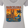 thumbnail image 4 of Inktastic Barcelona Cityscape Artwork Women's V-Neck T-Shirt, 4 of 5