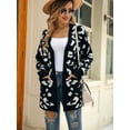 thumbnail image 5 of Womens Open Front Sweaters Leopard Knit Cardigan with Pockets Long Sleeve Outwear, 5 of 6