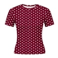 thumbnail image 5 of Gamivast Polka-Dot Women's Print Crop Tops Short Sleeve Y2K Baby Tees Casual Vintage Shirts Slim Fit Summer Basic T-Shirts Comfortable Everyday Retro Style Top Red XL, 5 of 5