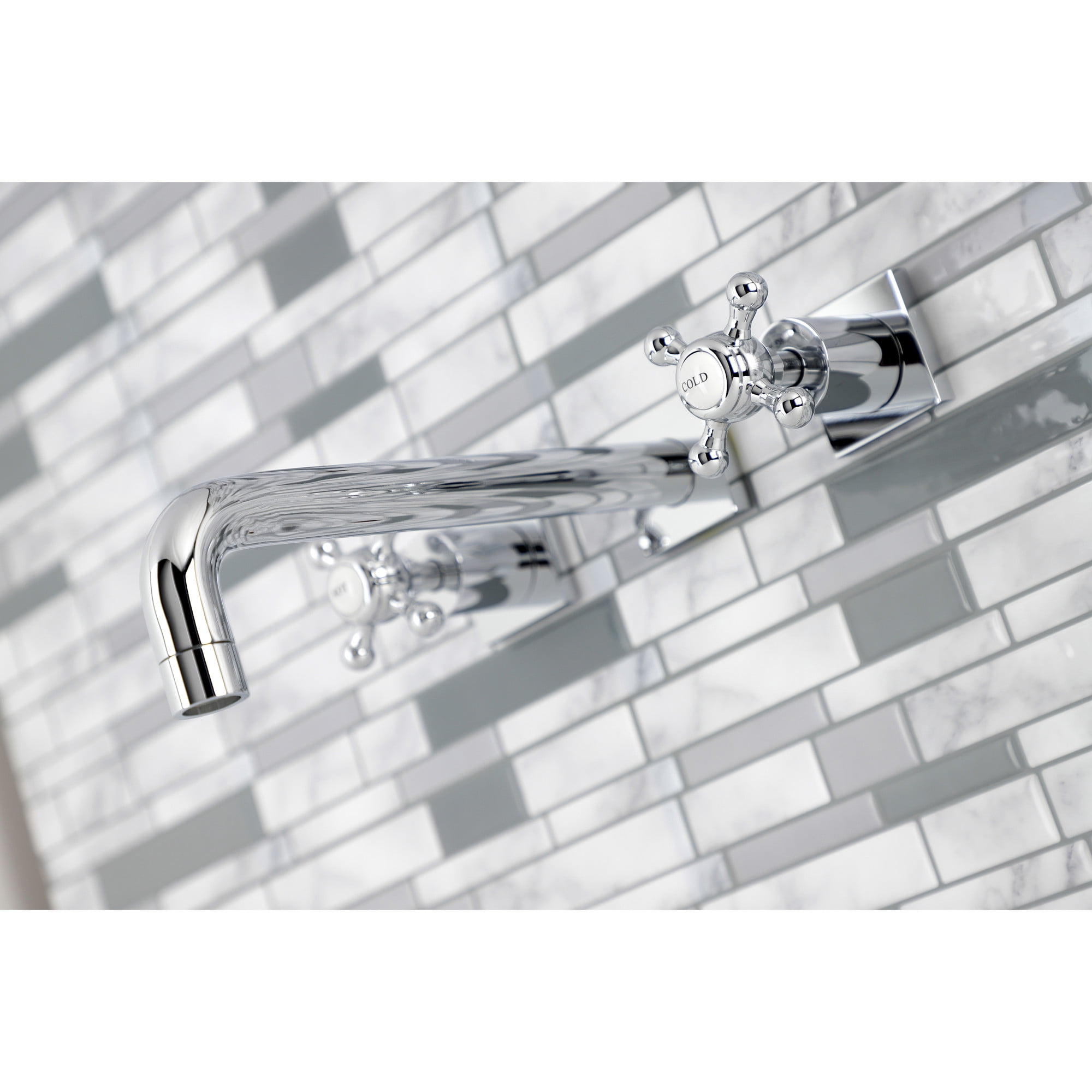 Kingston Brass KS6021BX Metropolitan Two-Handle Wall Mount Roman Tub Faucet, Polished Chrome