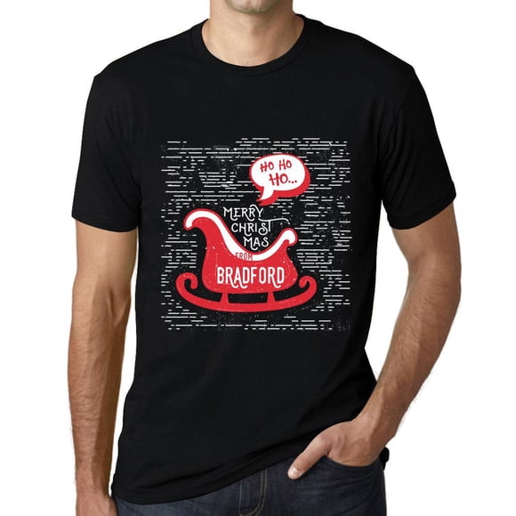 T-Shirt Graphique pour Hommes Ho Ho Ho Joyeux Noël de Bradford Éco-Responsable Édition Limitée Tee-Shirt Manches Courtes Vintage Cadeau d'Anniversaire Original