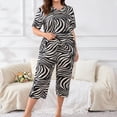 thumbnail image 6 of FUNDUFI Pajama Set For Women Short Sleeve Tops Capri Pants Oversized 2Pcs Pjs Set Comfy Sleepewar Outfit Cozy Nightwear, 6 of 8