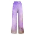 thumbnail image 3 of USNSM Casual Pants for Women Trendy Tie Dye Wide Leg Loose Pants Women Summer Beach High Waist Palazzo Trousers Purple S, 3 of 4