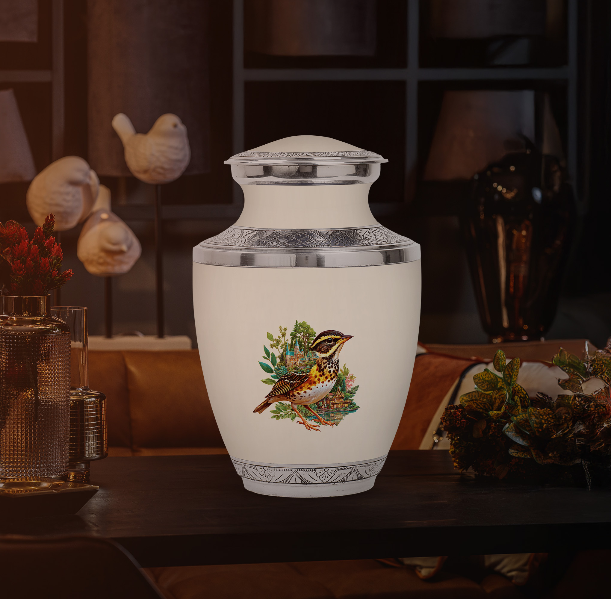 Yatskia Castle Sparrow Little Memorial Urn for Ashes Adult Male, Decorative Urns for Human Ash, Large Funeral Urns for Human Ashes Adult Female, (Tasty 10 Inch and 3 Inch)