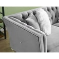 thumbnail image 4 of 2+3 Seat Sofa Set, Velvet Sofa Couch with Throw Pillows, Upholstered Loveseat Sofa with Sturdy Acrylic Feet, Long Sofa with Comfortable Backrest for Living Room, Bedroom, Gray, 4 of 7