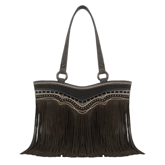 Montana West Western Tote Bag for Women Fashion Tassel Purse Stylish Fringe Design, Black