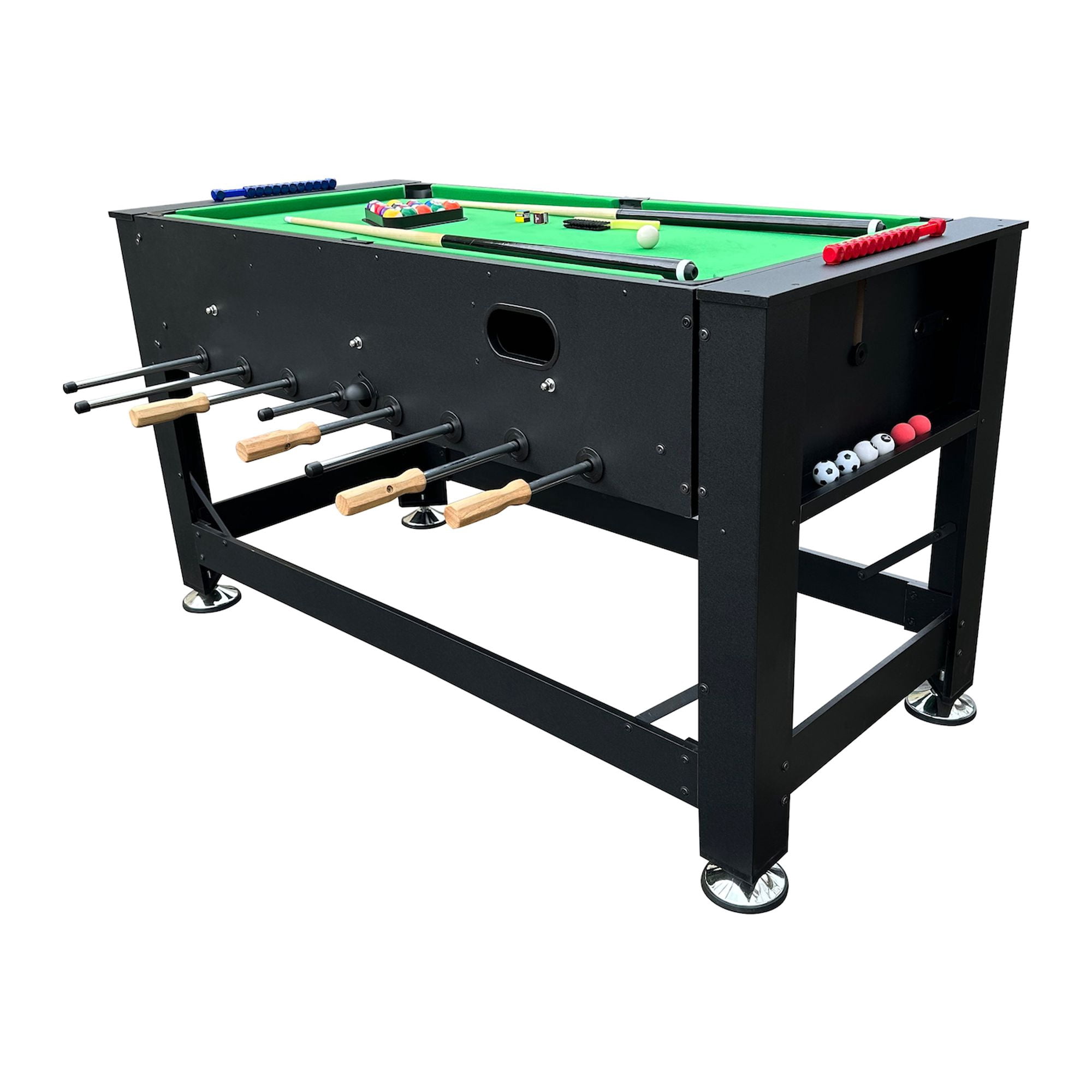 KICK Dyad 55″ 2-in-1 Multi Game Table (Black) - Combo Game Table Set - Billiards/Pool and Foosball for Home, Game Room, Friends and Family!