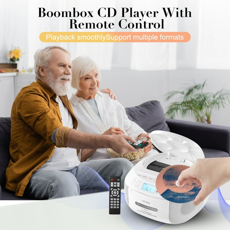 Boombox Cassette CD Player Combo with Bluetooth and Remote