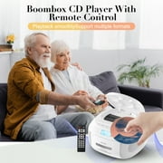 Boombox Cassette CD Player Combo with Bluetooth and Remote,AM/FM Radio,Tape Recording, Stereo Sound.