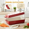 thumbnail image 4 of Hawsaiy Rectangular Enamel Dutch Oven with Ergonomic Binaural Handles, Perfect for All Stovetops and Oven Cooking, Red, 4 of 8