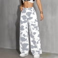 thumbnail image 6 of Womens Wide Leg Pants Casual High Waist Wide Leg Pants Cow Print Straight Denim Trousers, 6 of 6