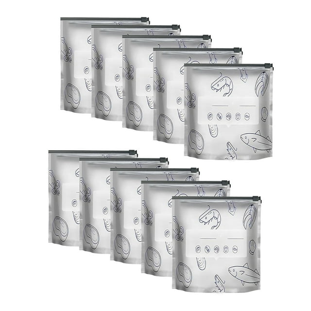 Visland 10 Pcs Sacs Scellés en Papier D\'aluminium Réutilisables Étanches et Refermables Sacs de Rangement pour Aliments Pochettes à Fermeture Éclair sous Vide avec Étiquette Fond Autoportant pour Fruits Légumes Viande