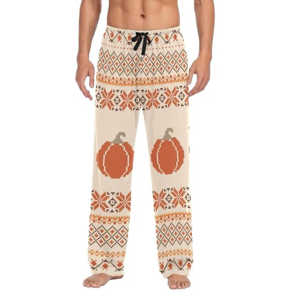 Thanksgiving Pumpkin and Turkey Ghost Pajama Pants, Men's Lounge Pants Light with Drawstring and Pockets, Christmas New Year Birthday Father's Day Gifts, XX-Large