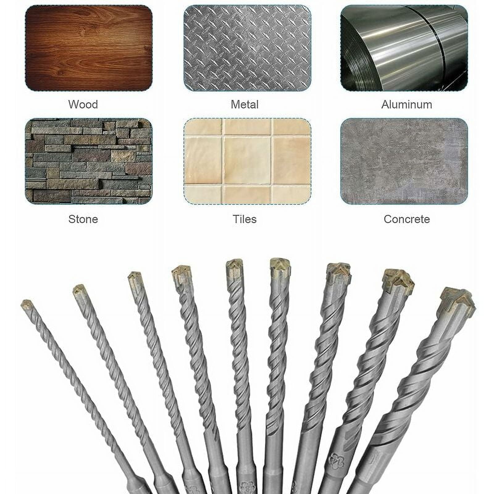 9 PCS SDS Plus Concrete Drill Bits Four-edge drill bits for concrete drilling-