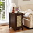 thumbnail image 7 of Leyaoyao Rattan Night Stand with Charging Station, Boho Nightstand with Woven Cane Door, Farmhouse End Table for Living Room, Bedroom, Walnut, 7 of 7