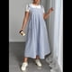 thumbnail image 4 of Vestido de Verano para Mujer, Talla Grande, Informal, Sin Mangas, con Tirantes Finos, para Playa Azul XXL, 4 of 8